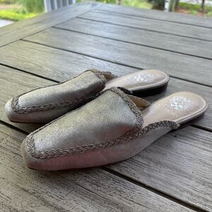 Vince Camuto Plenda Metallic Leather Slip-On Mule Loafers Womens Size 8.5